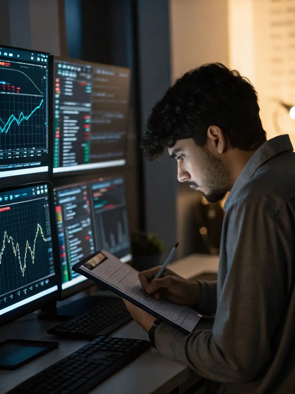 A data scientist analyzing complex datasets on a large screen, highlighting PGL's capabilities in data analytics and insights.