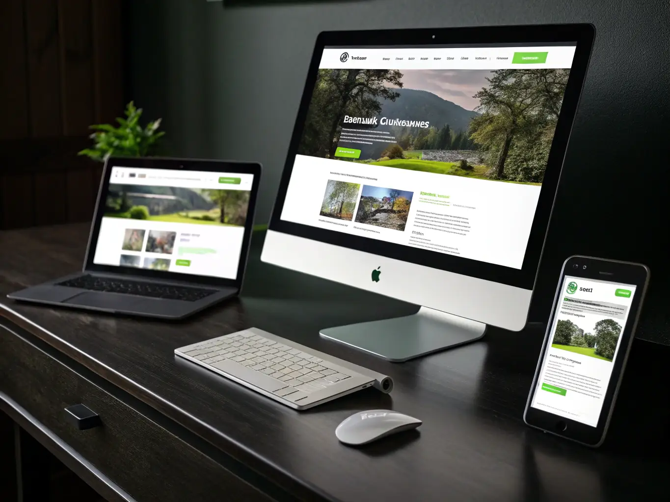 A sleek, modern website displayed on various devices, showcasing responsive design and engaging visuals, reflecting PGL's expertise in web design and development.