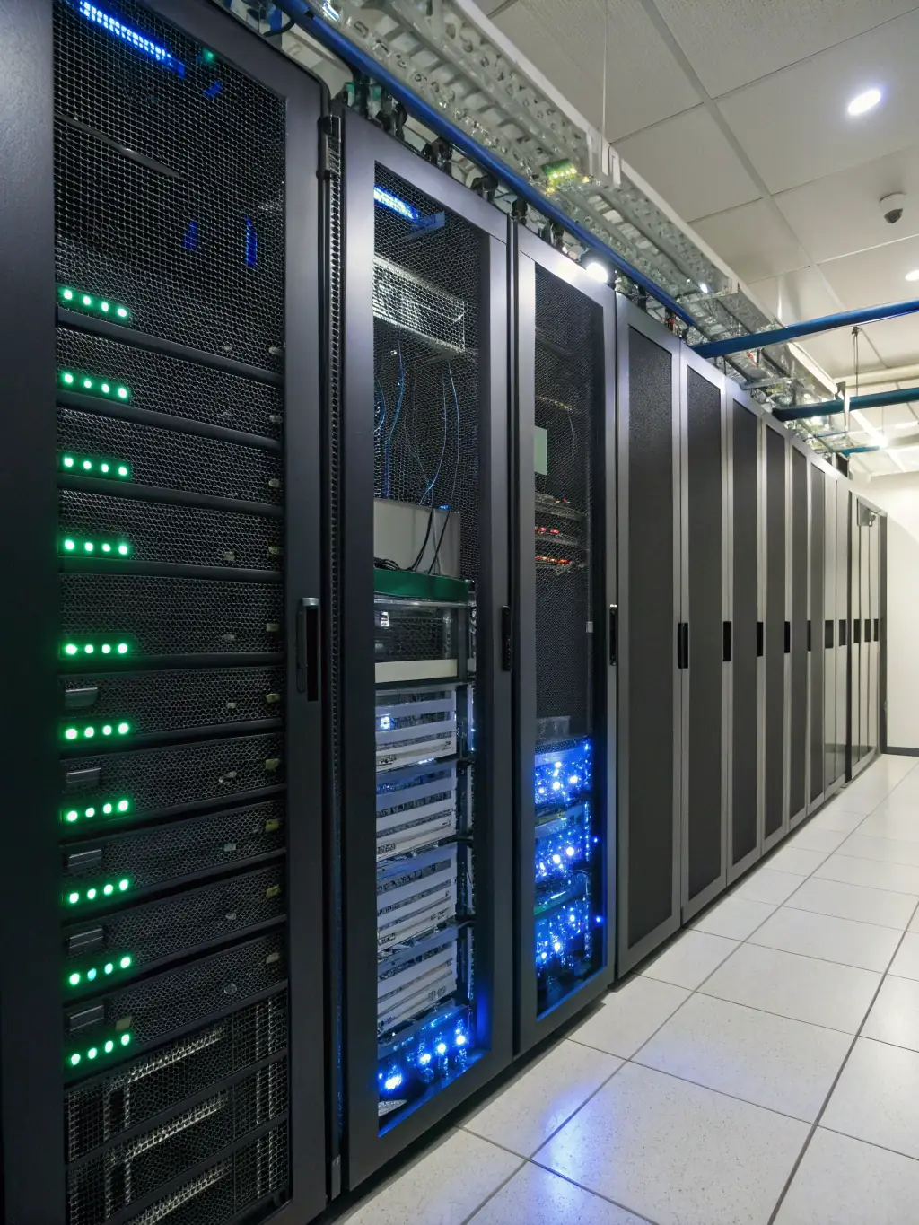 A secure server room environment, emphasizing PGL's dedication to providing secure and reliable hosting solutions for its clients' websites.