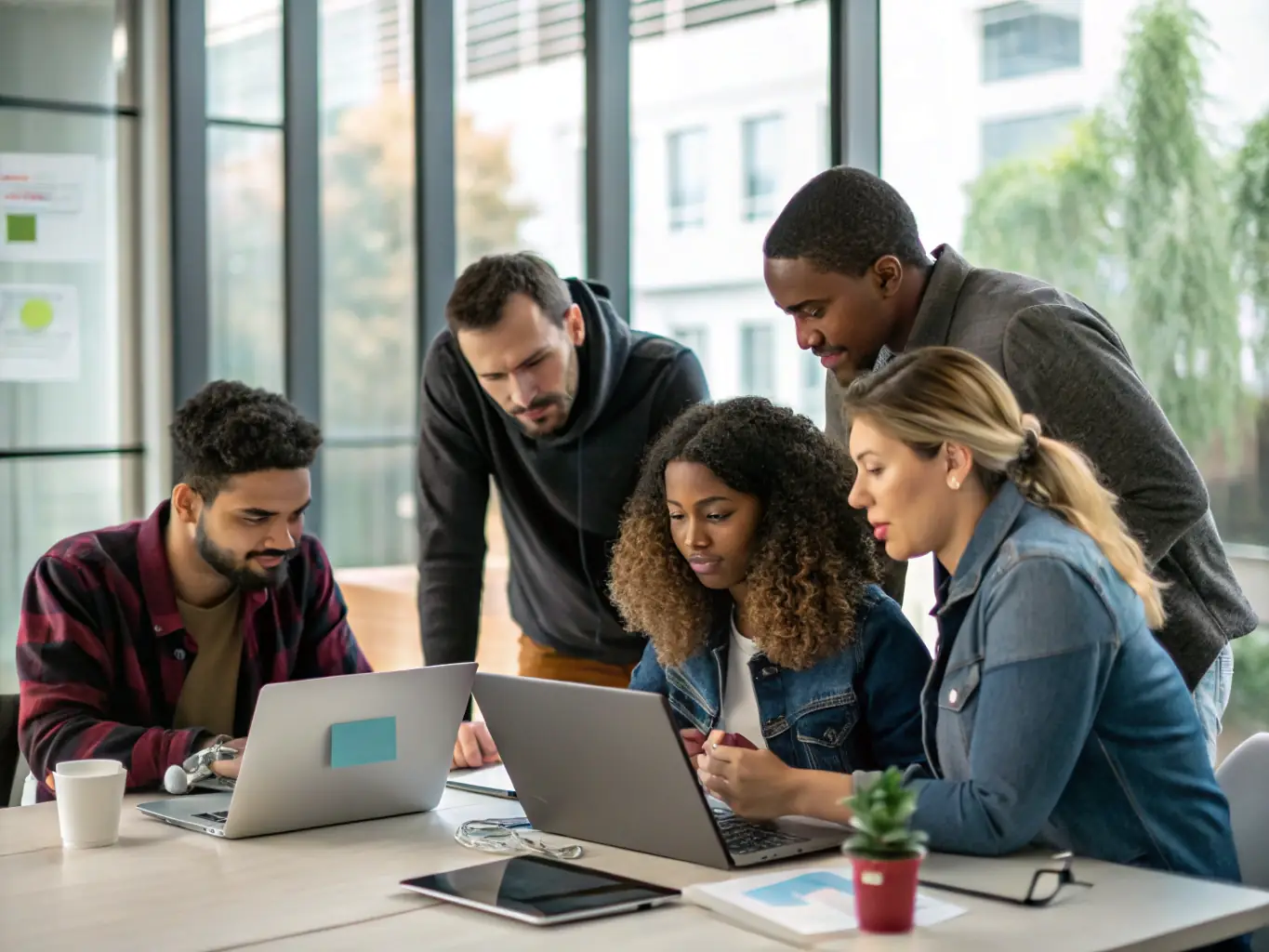 A professional IT support team assisting a client with a technical issue, highlighting problem-solving skills and efficient service delivery.